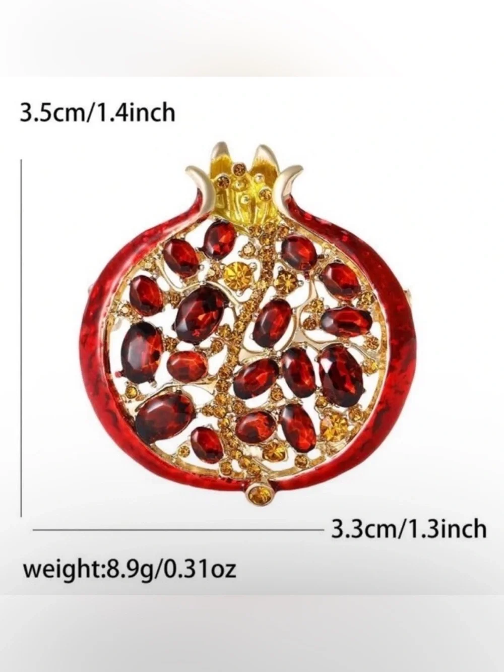 Vintage Pomegranate Rhinestone Brooch Pin